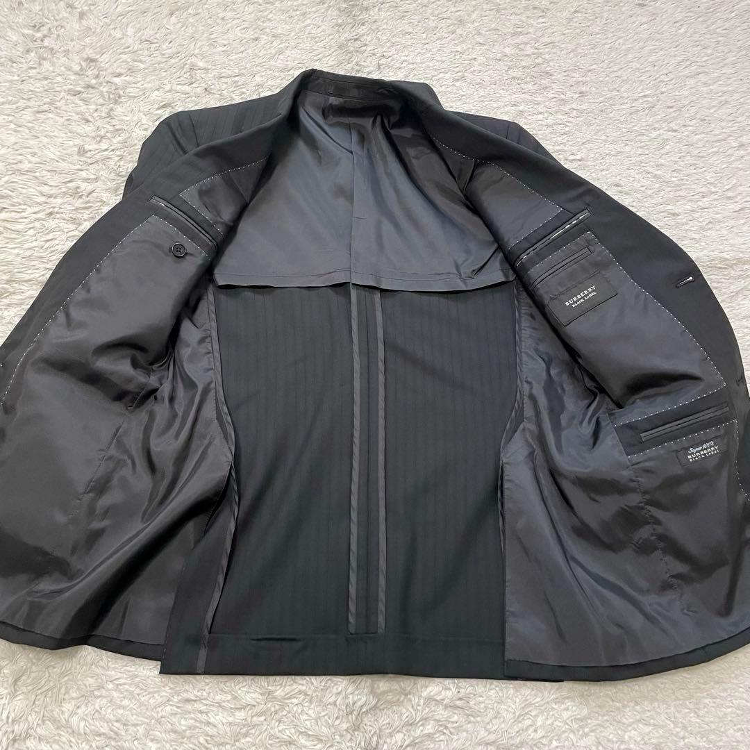 美品 バーバリー スーツ セットアップ super 100's ストライプ 黒