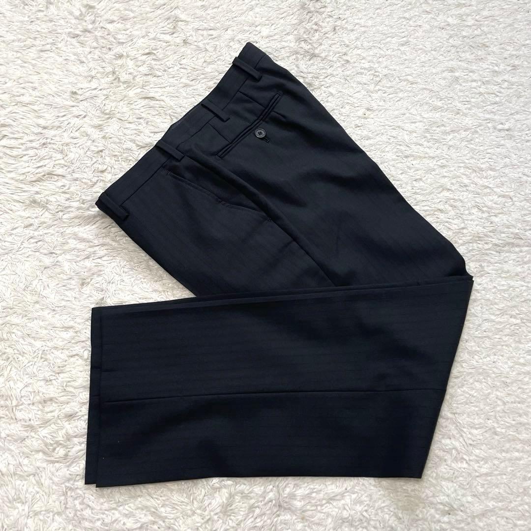 美品 バーバリー スーツ セットアップ super 100's ストライプ 黒