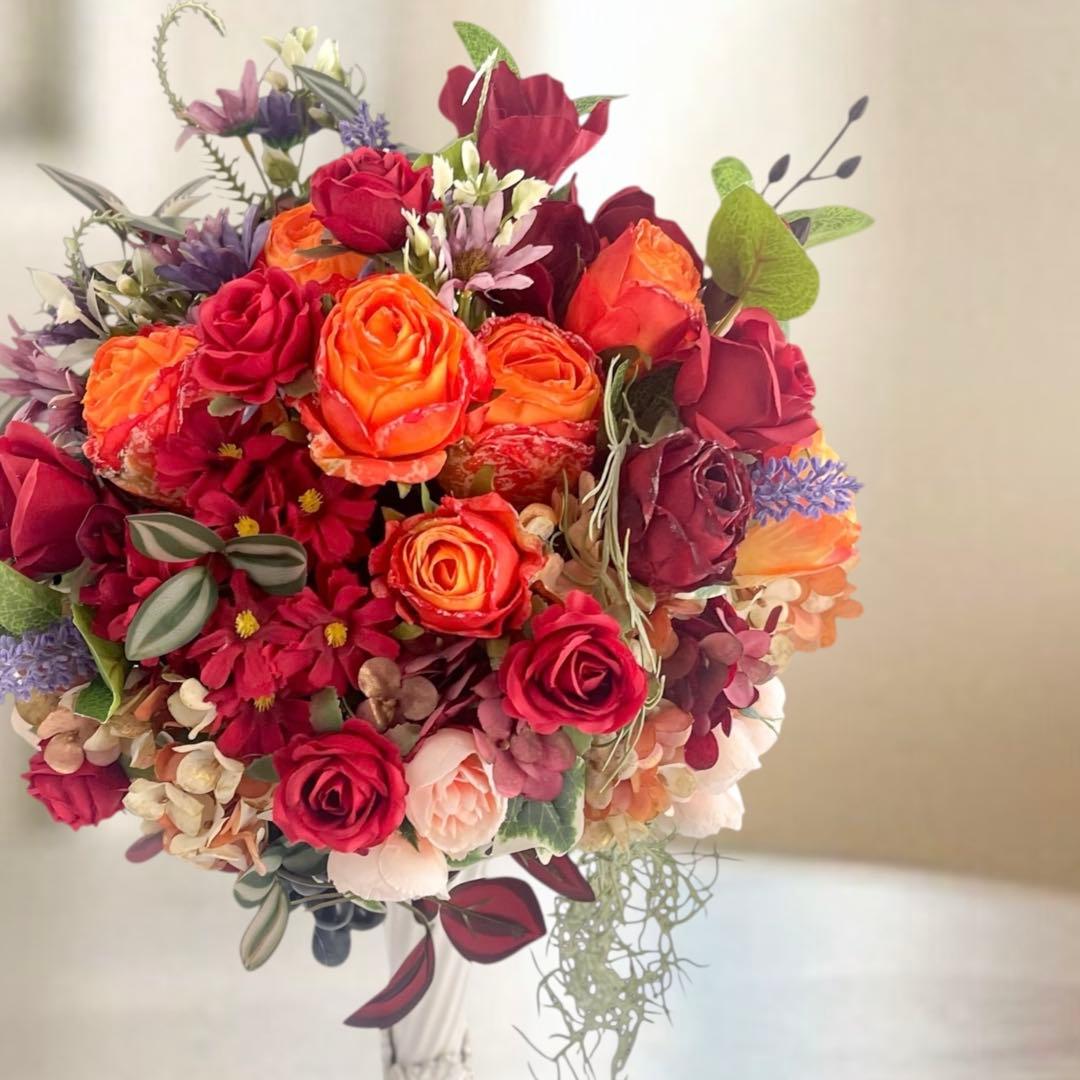 エレガントアレンジメント 花瓶付き 華やぐ高級アーティフィシャルフラワー