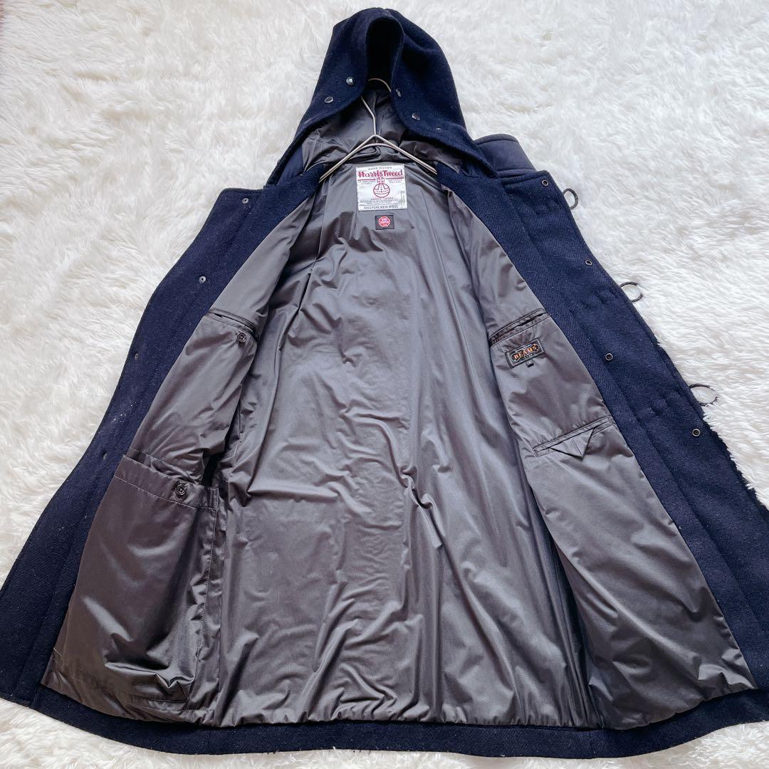 【美品】BEAMS ハリスツイード ウインドストッパー 高機能ダッフルコートS