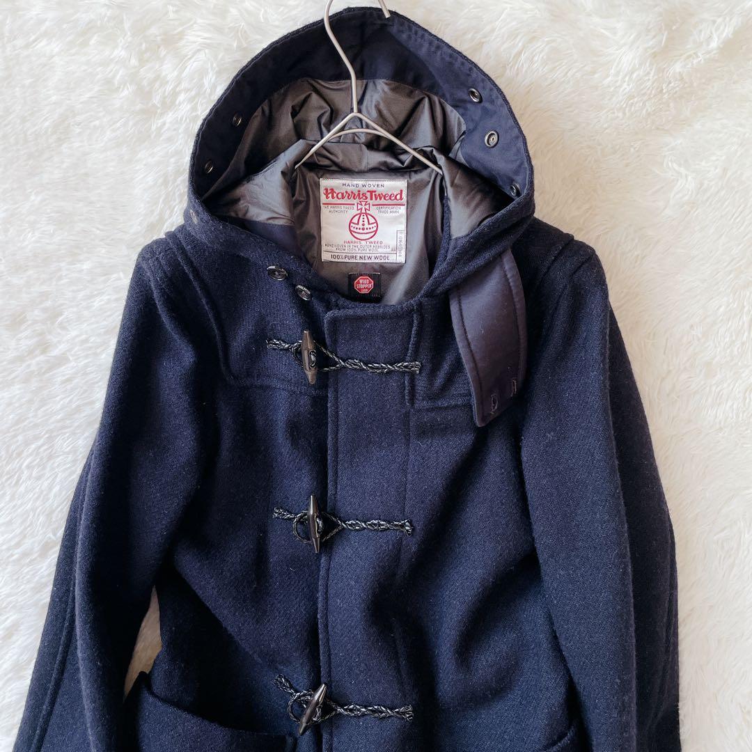 【美品】BEAMS ハリスツイード ウインドストッパー 高機能ダッフルコートS