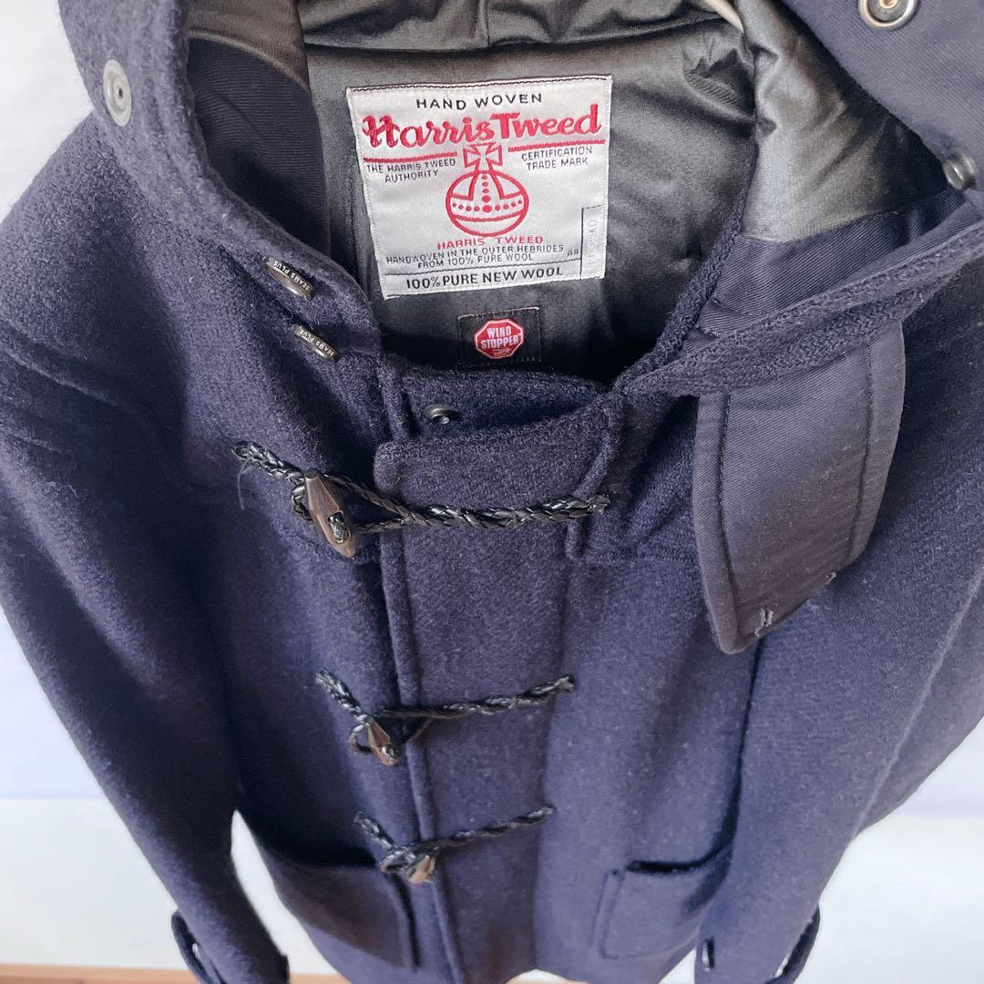 【美品】BEAMS ハリスツイード ウインドストッパー 高機能ダッフルコートS