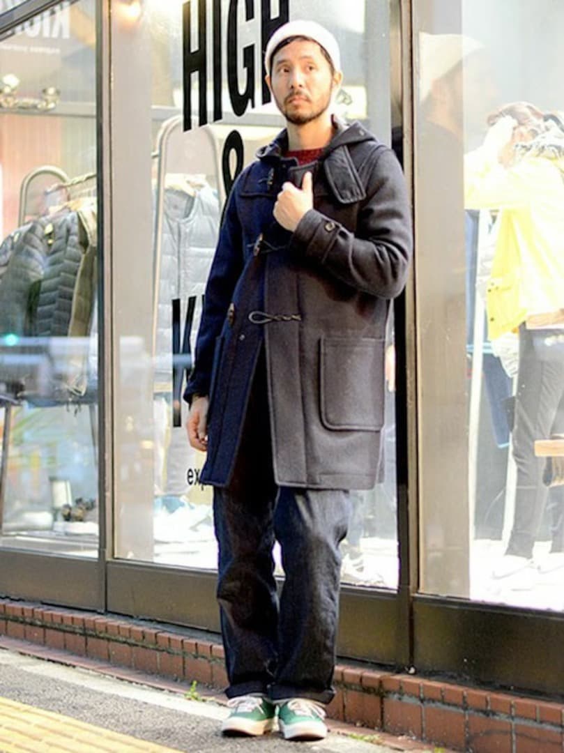 【美品】BEAMS ハリスツイード ウインドストッパー 高機能ダッフルコートS