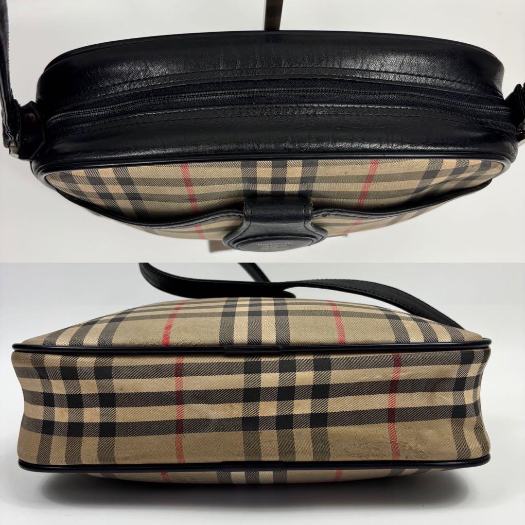 レア　バーバリー ショルダーバッグ ノバチェック シャドーホース　ホースロゴ　黒