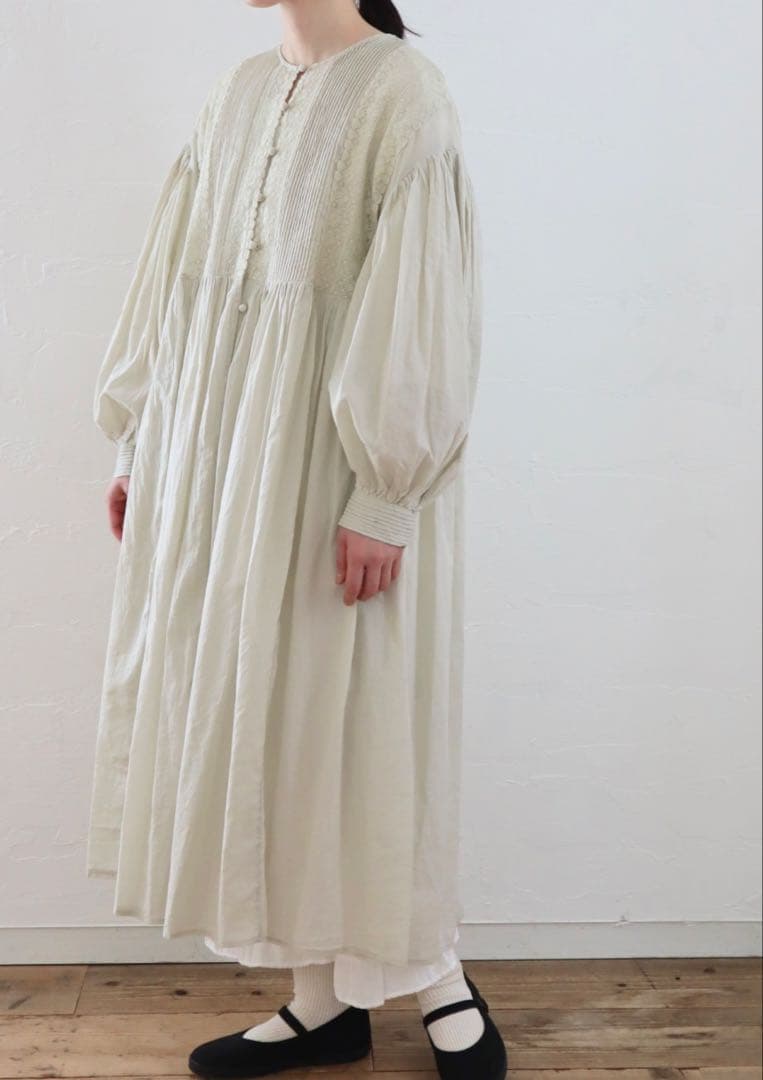 pot and tea インドアンティークレース前開きワンピース 羽織り