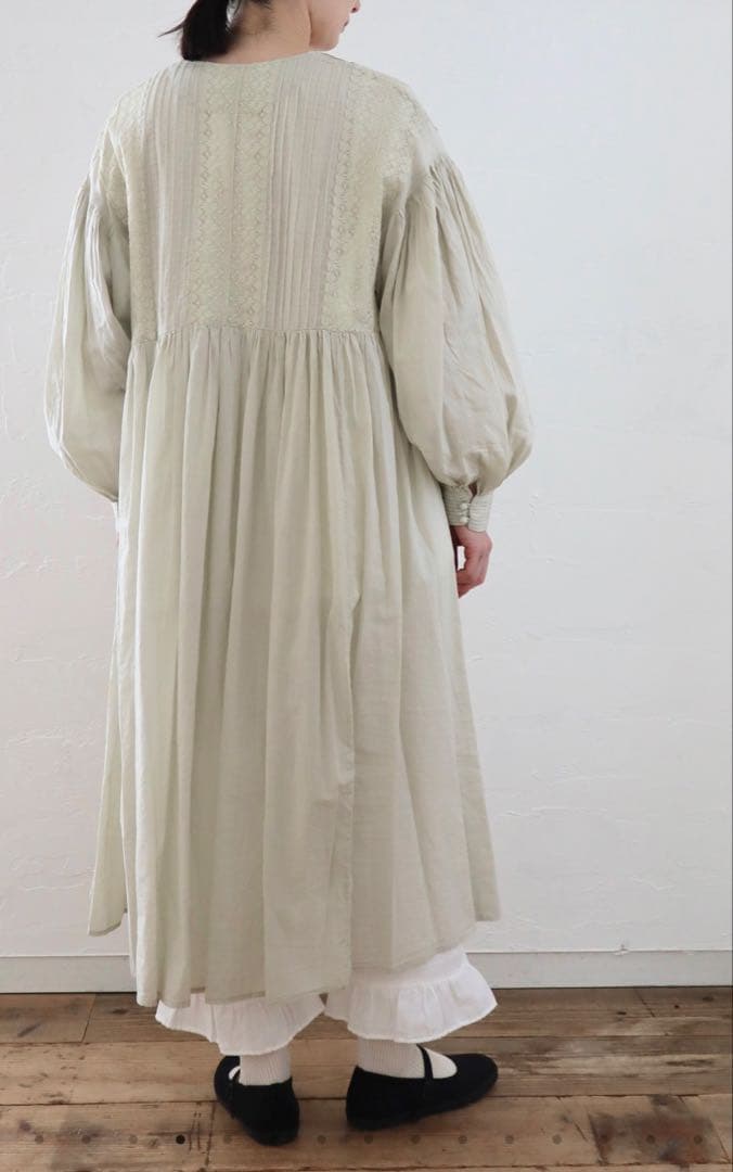 pot and tea インドアンティークレース前開きワンピース 羽織り