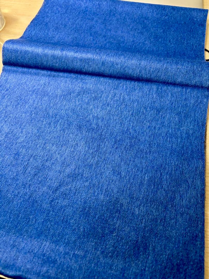 PIACENZA カシミアシルク青 銀色　二色　フリンジ付きマフラー