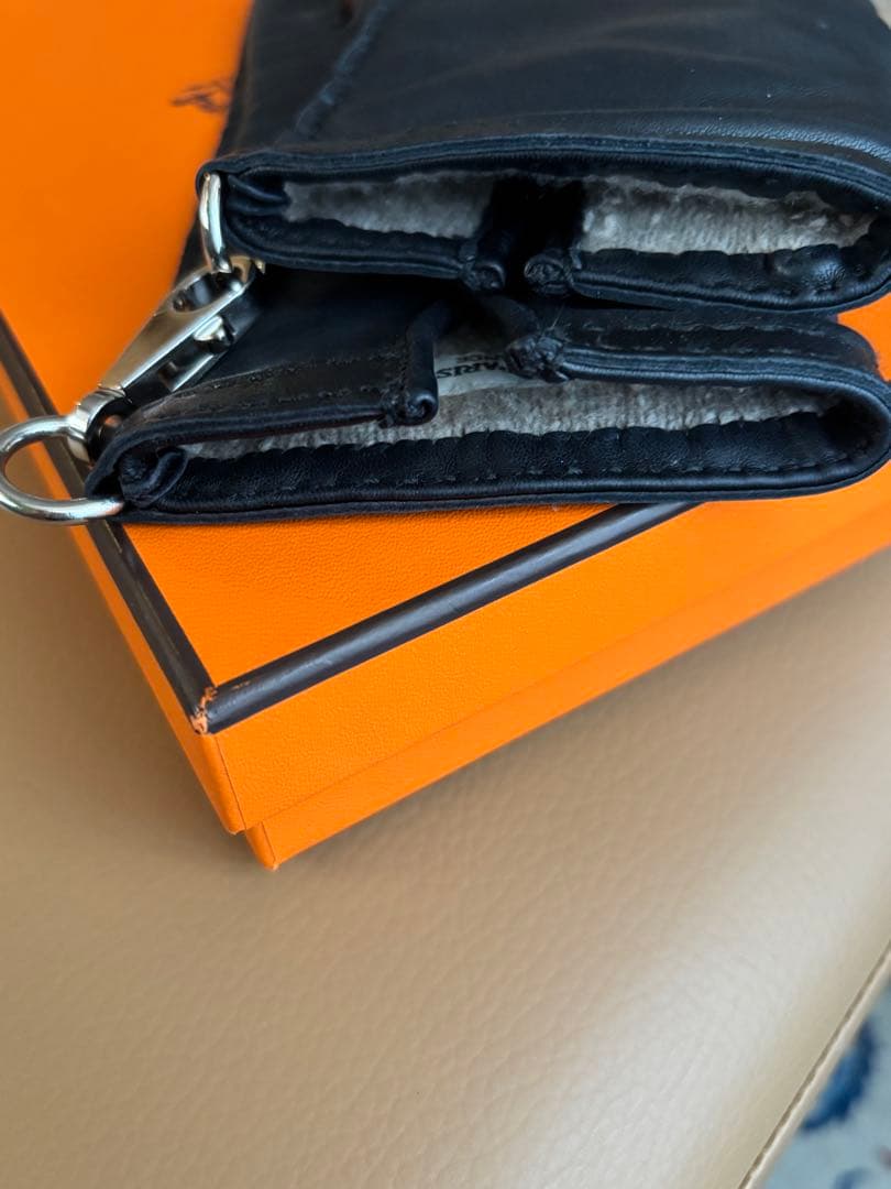 HERMES エルメス　手袋　グローブ　レザー　カシミア 71/2