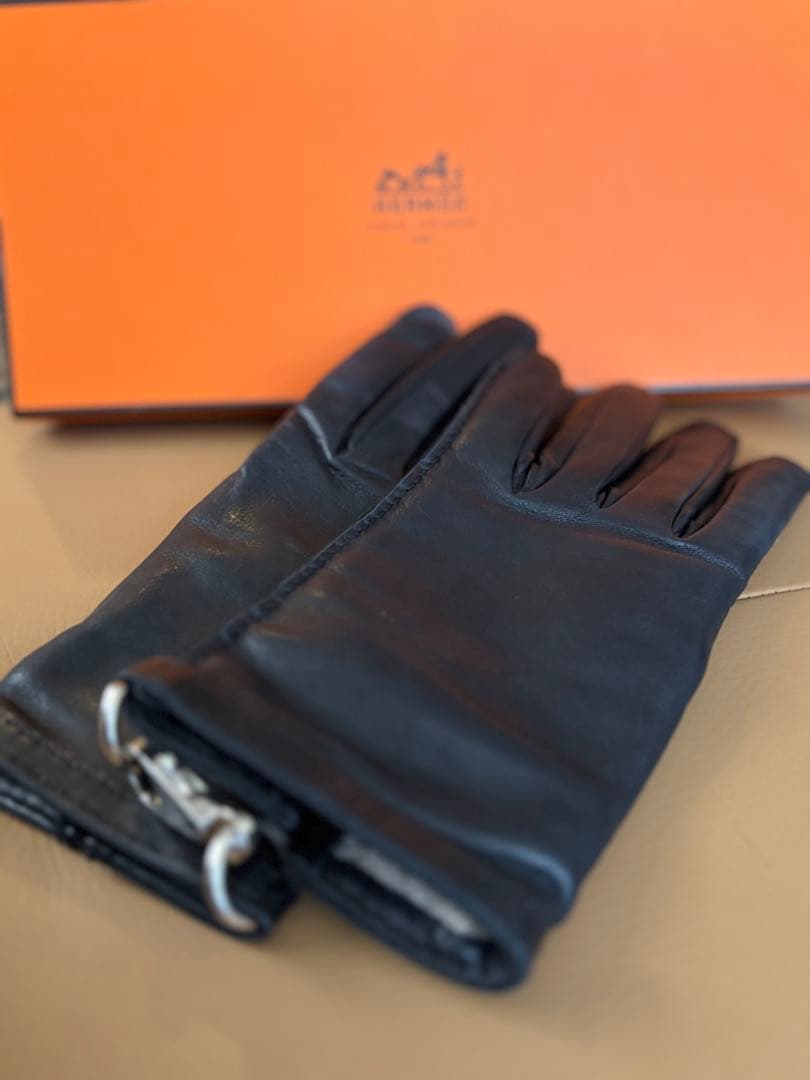 HERMES エルメス　手袋　グローブ　レザー　カシミア 71/2