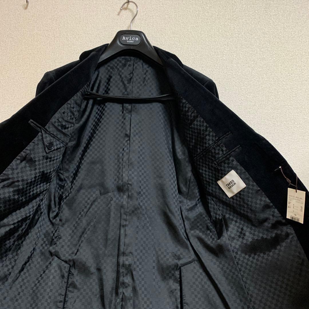 黒ジャケット　テーラード　ベロア調　タケオキクチ TAKEO KIKUCHI