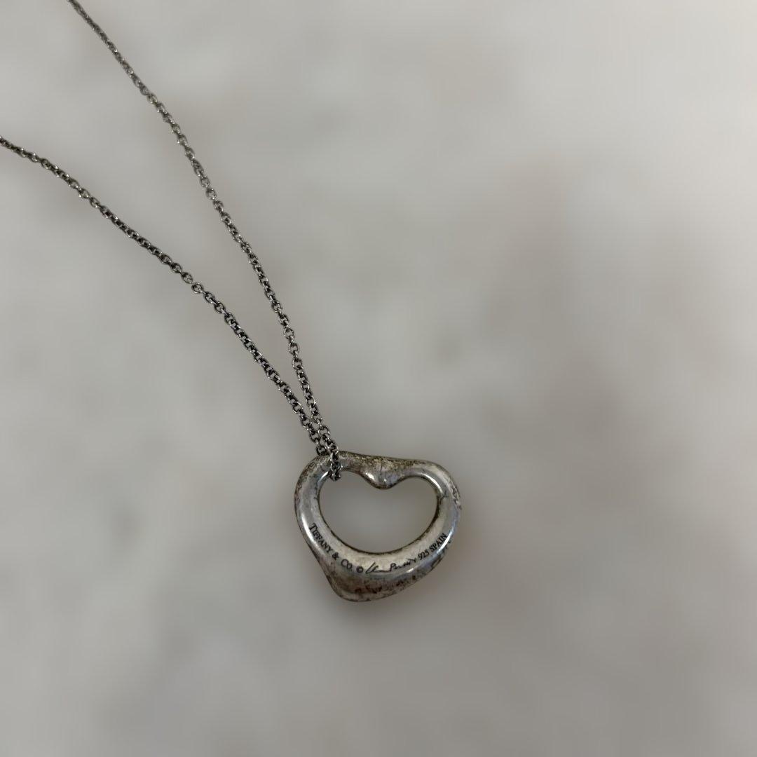 ティファニー ネックレス オープンハート シルバーアクアマリン ブルー