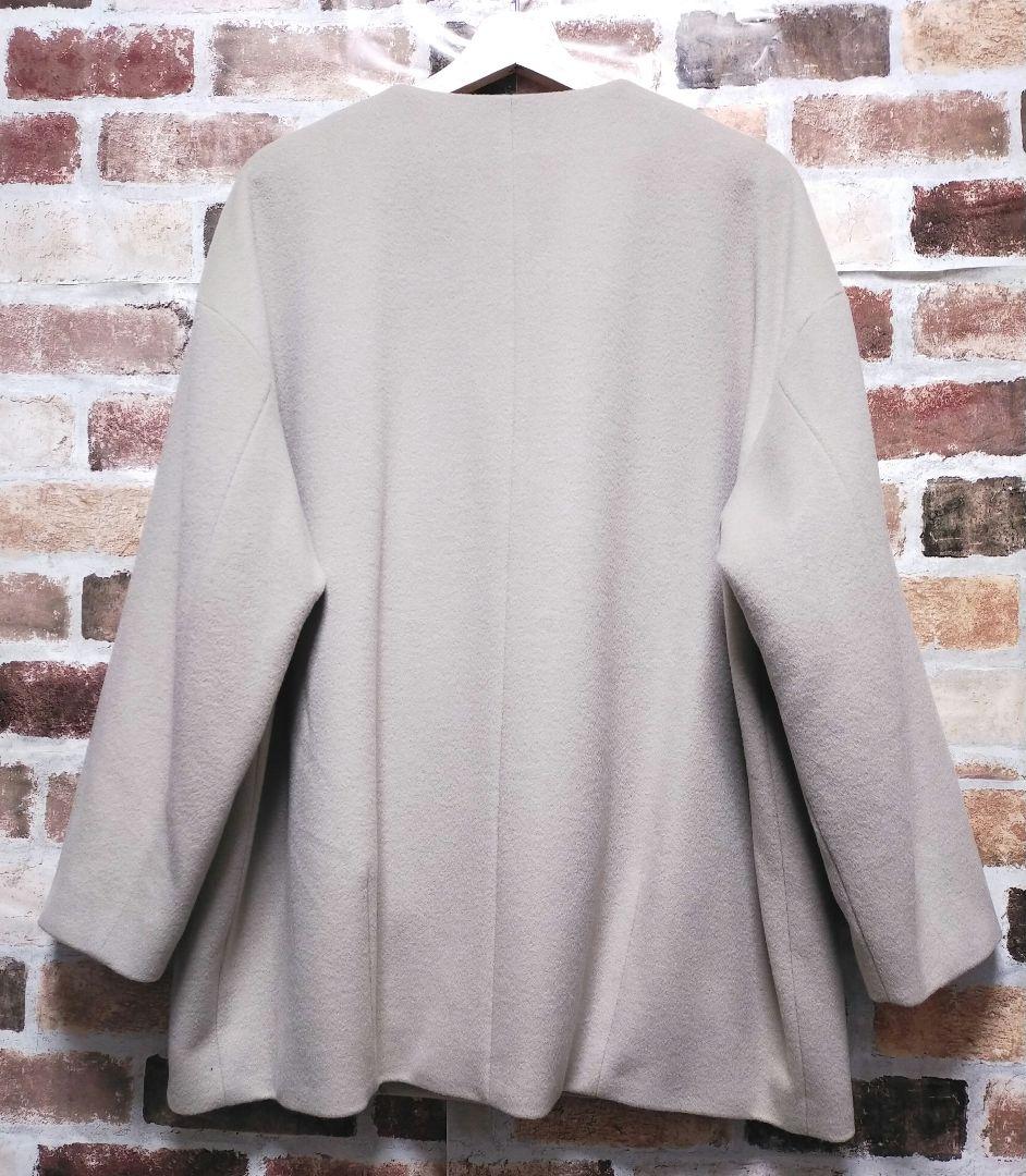極美品 UNTITLED ミドル丈 カシミヤ混 ノーカラー コクーン コート