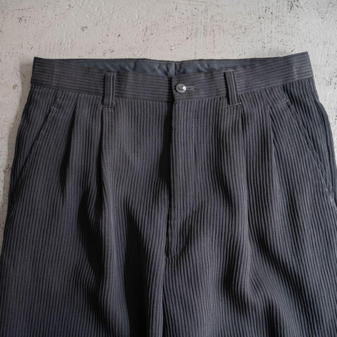 【希少タイプ】 00s old ブラック プリーツ ツータック ワイドスラックス