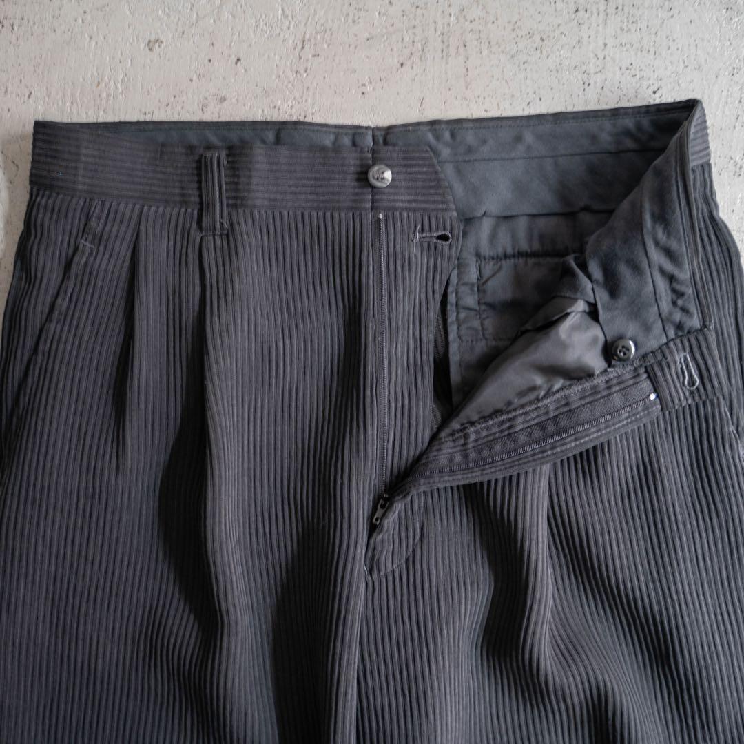 【希少タイプ】 00s old ブラック プリーツ ツータック ワイドスラックス