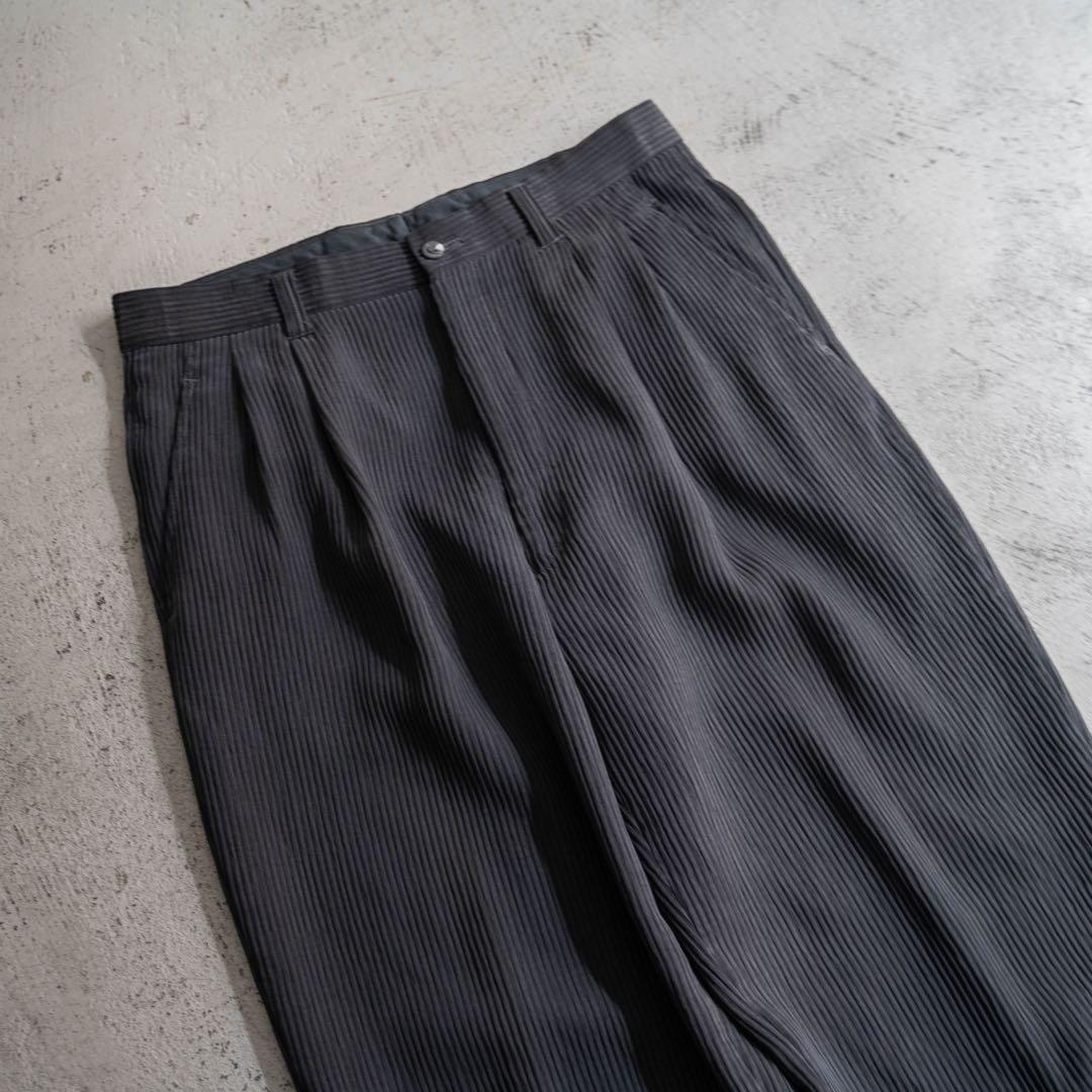 【希少タイプ】 00s old ブラック プリーツ ツータック ワイドスラックス