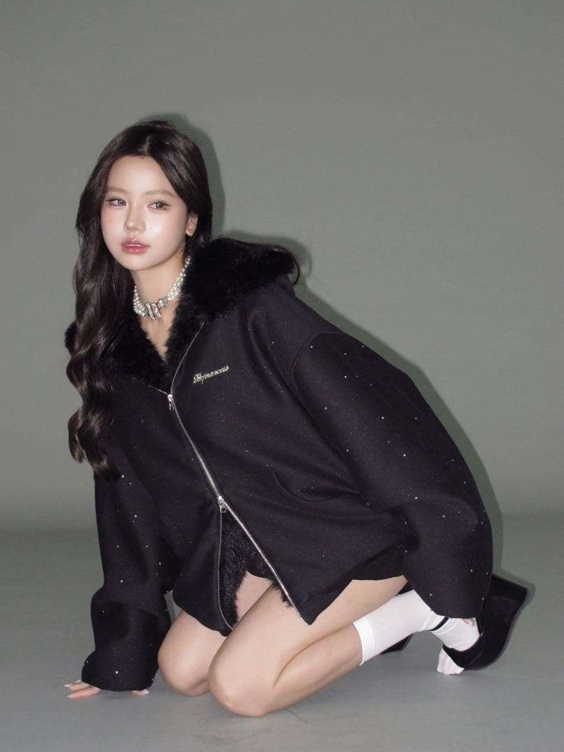 【最終お値下げ】andwang Kirakira 2way fur zip up