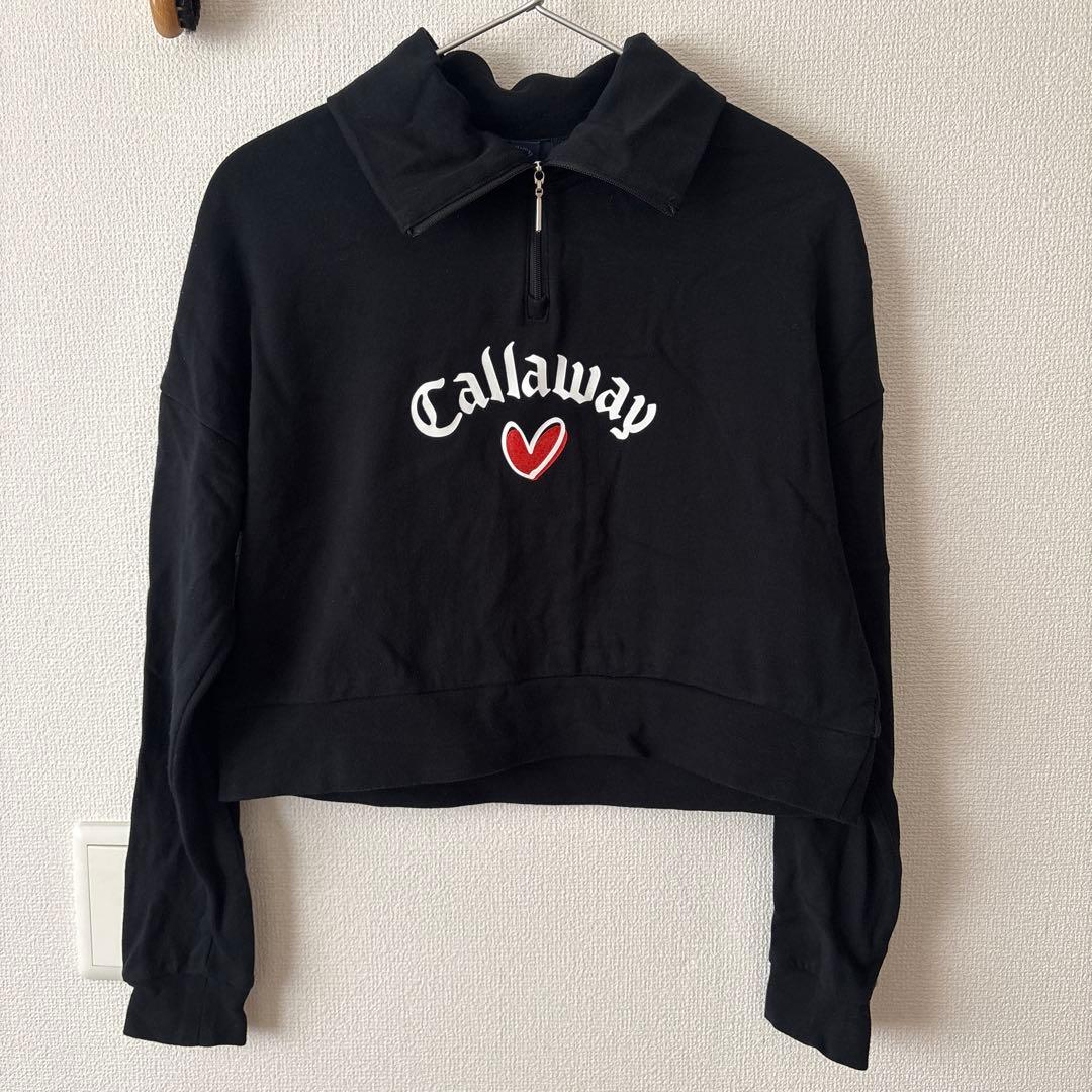 Callaway ブラック クロップドスウェット