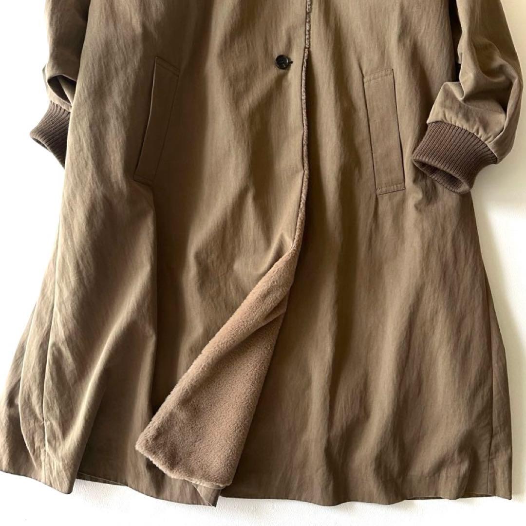 極美品 超人気♪ ミズイロインド バックボアコート ゆったり ダークベージュ
