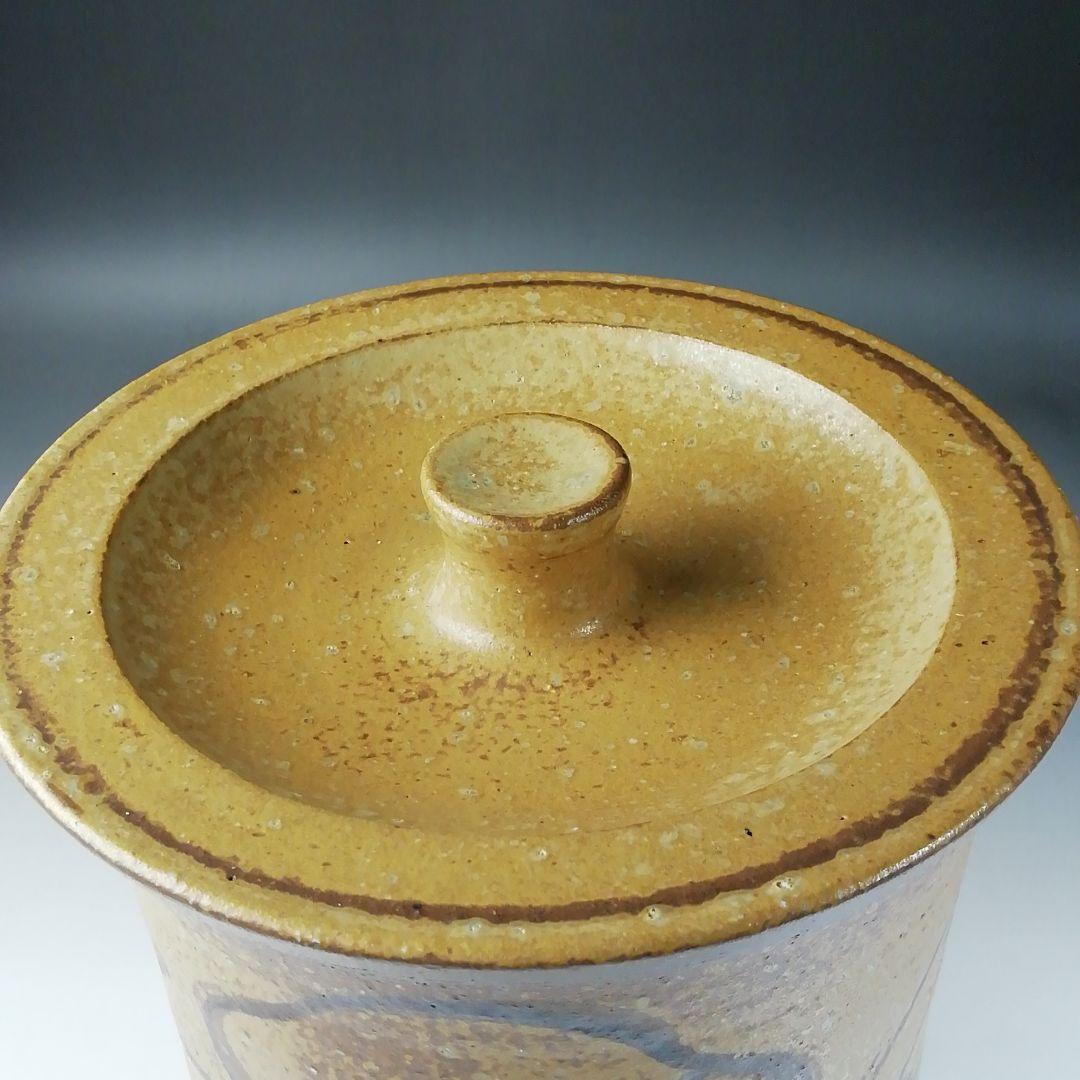 Ｔ２０２　水指　『灰釉　ツタノミ文』『和太守卑良(守弘)』　共箱　茶道具