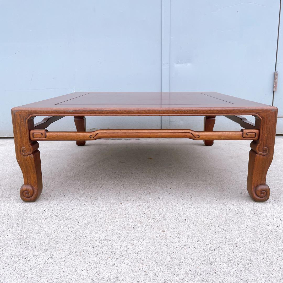 【美品送料込】花梨 唐木指物座卓 英峰作 角座卓 文机 テーブル 昭和レトロ