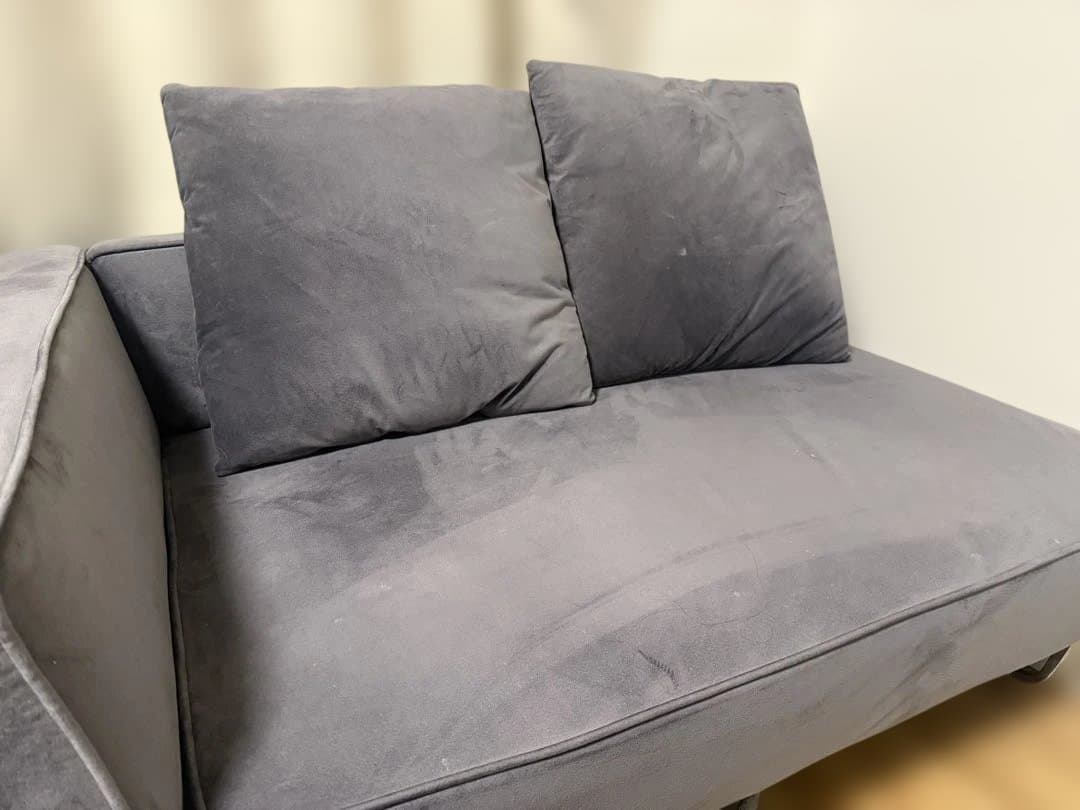 【本日2/9までの限定出品】グレー ベルベットソファ 2人掛け