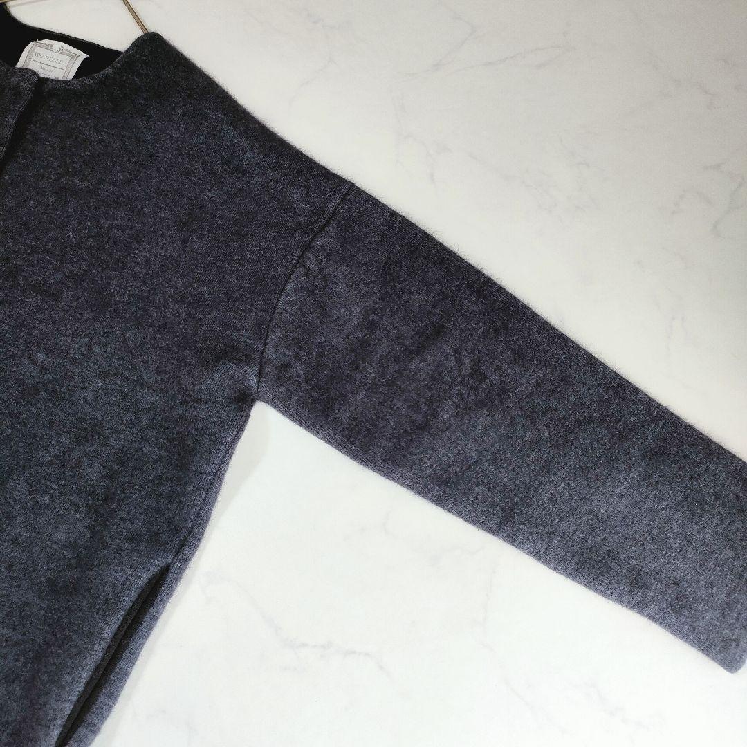 BEARDSLEY ビアズリー 洗えるニットコート ネイビー ノーカラー