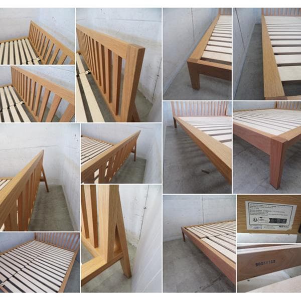 展示品■無印良品■オーク材突板■もたれかかれる木製ベッドフレーム■クイーンサイズ