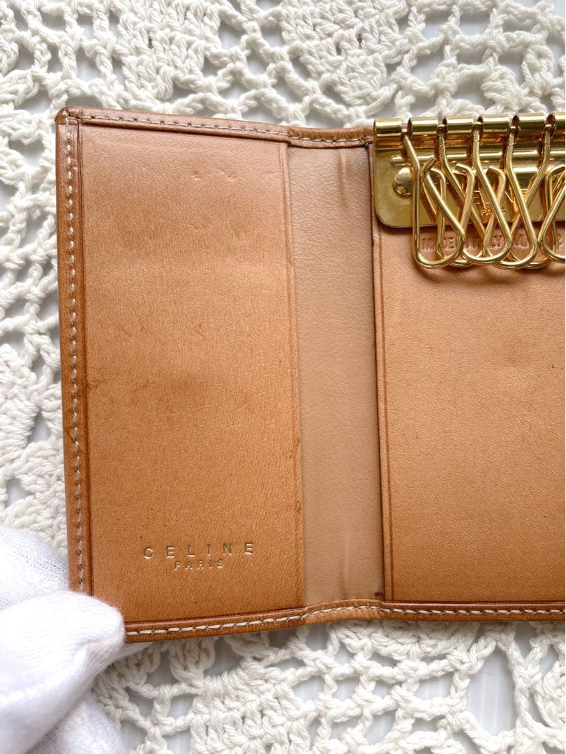 美品　CELINE 6連キーケース　マカダム　ヴィンテージ　ブラウン