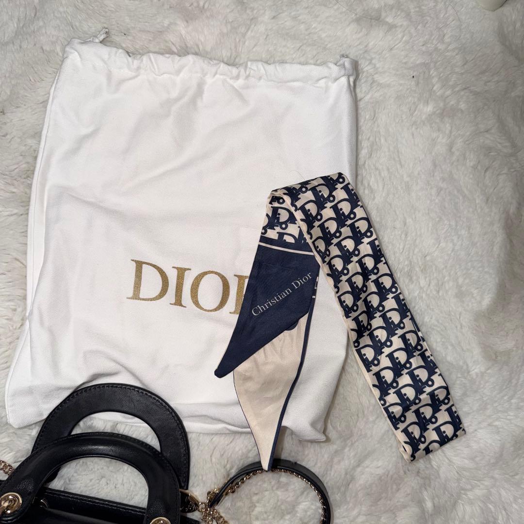 美品Dior レディディオール ミニ ブラック×ゴールド 箱・巾着・ミッツァ付