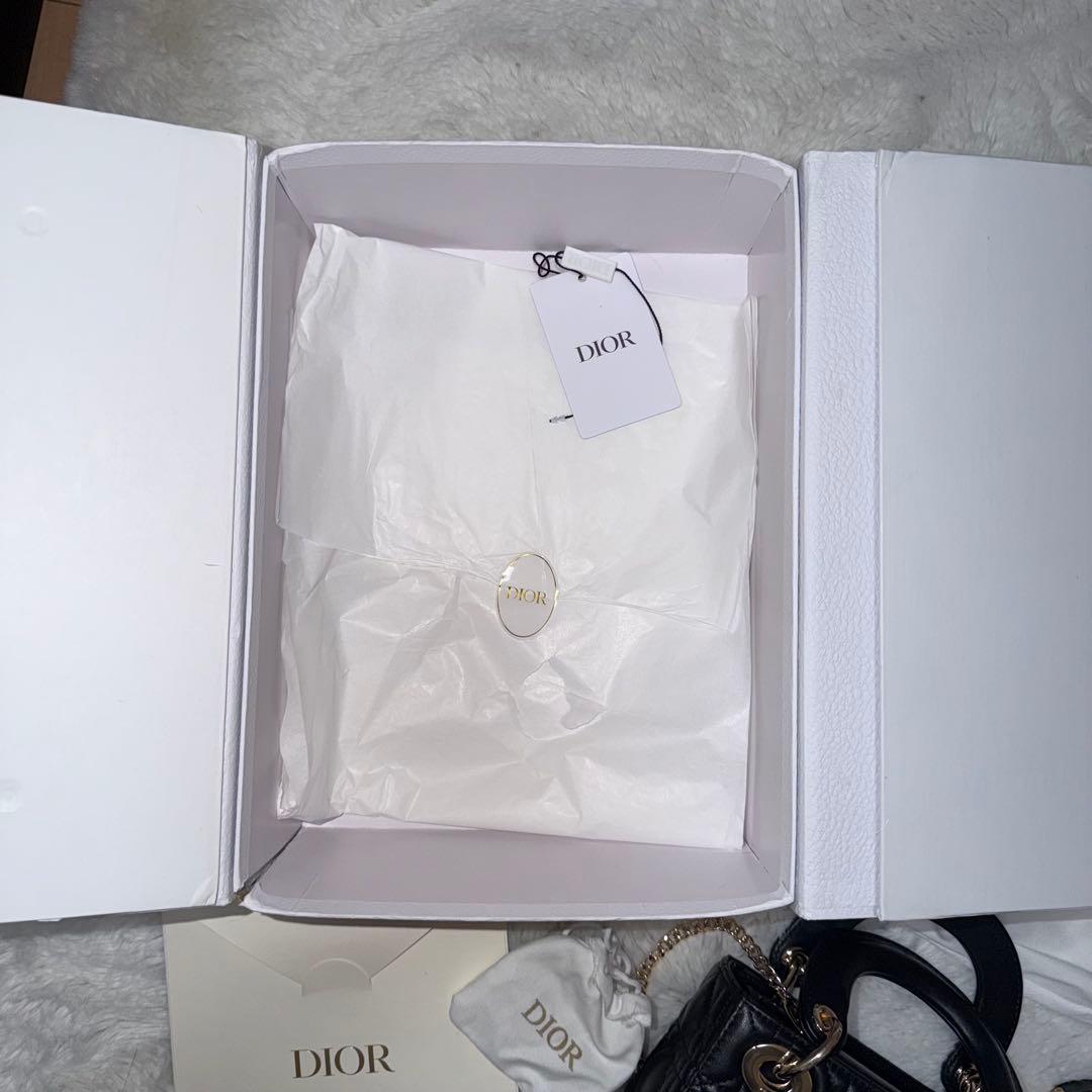 美品Dior レディディオール ミニ ブラック×ゴールド 箱・巾着・ミッツァ付