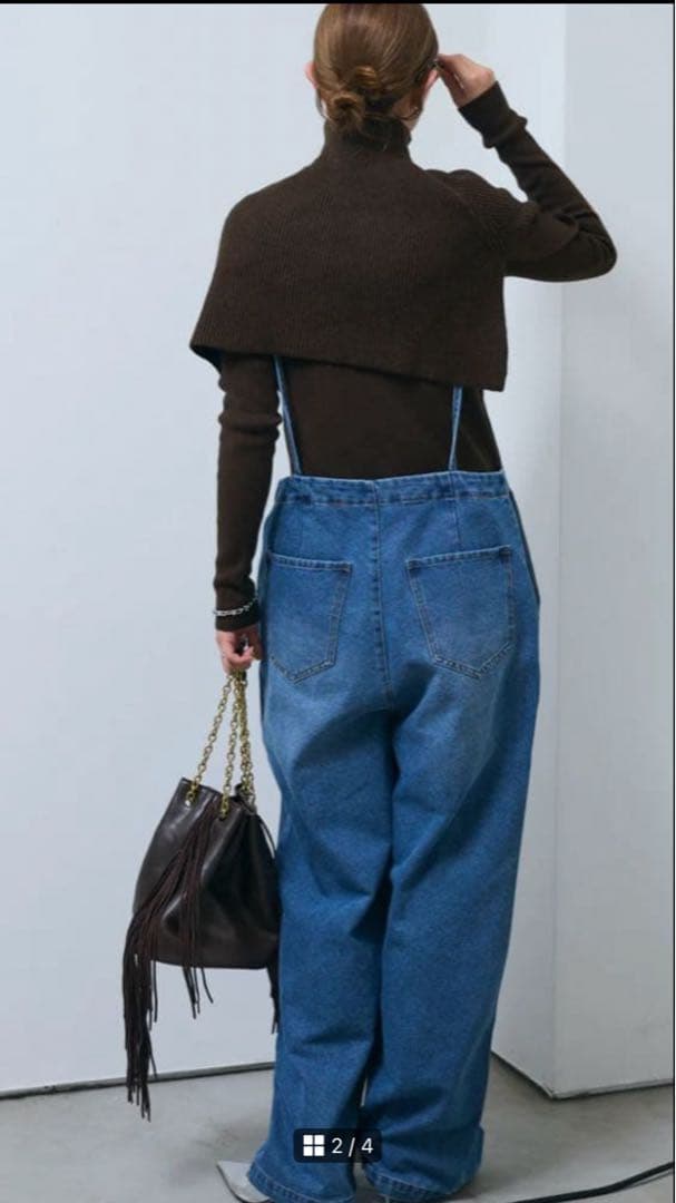 ★新品未使用IAMALPHAサロペット&ケープアンサンブルニットブラウン