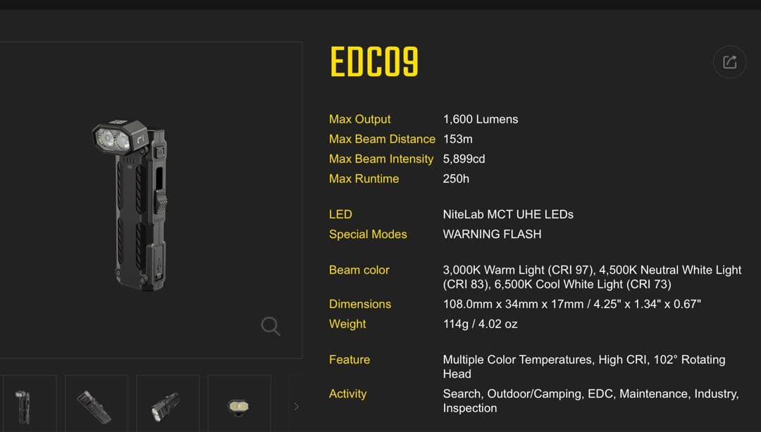 NITECORE EDC09 懐中電灯