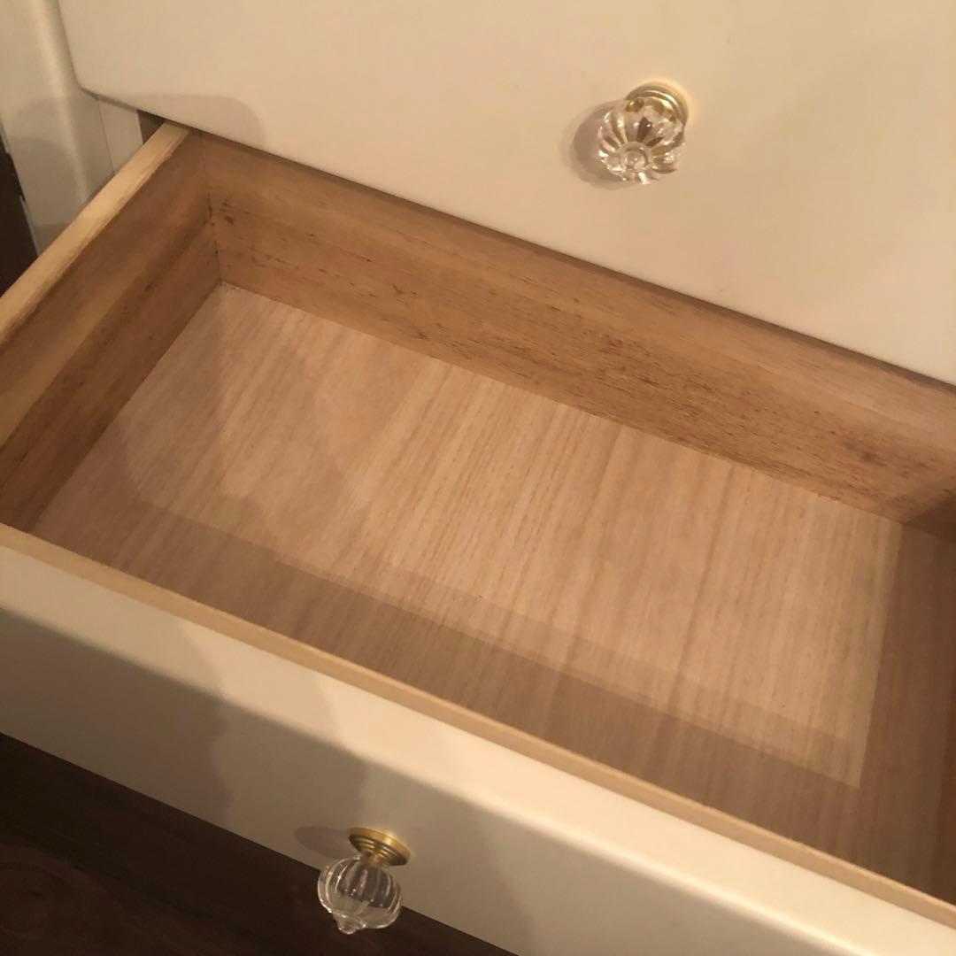 ホワイト 5段チェスト 木製 装飾付き