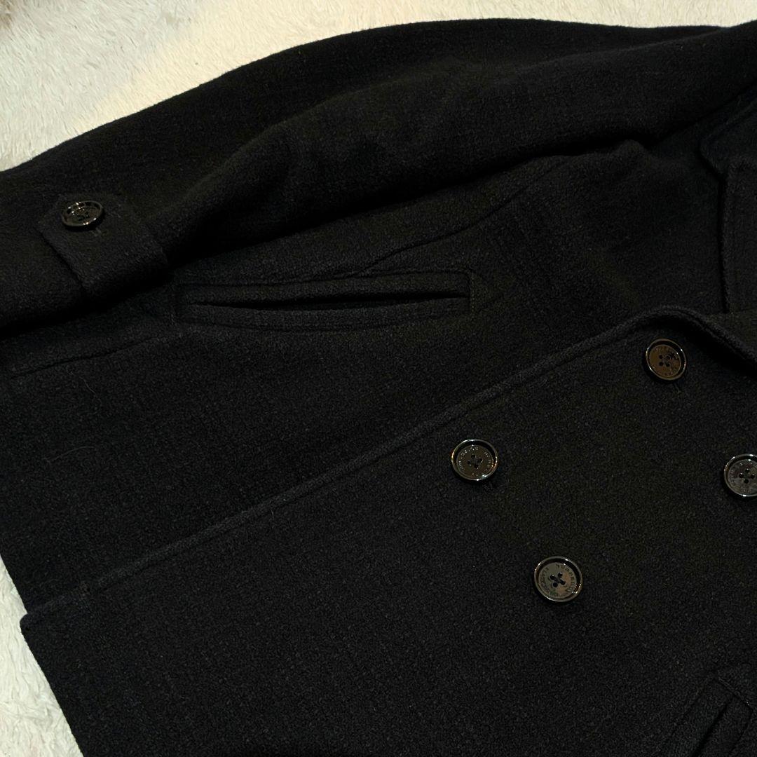 希少　バーバリー　Lサイズ　ウールダブルブレストピーコート　シャドーチェック