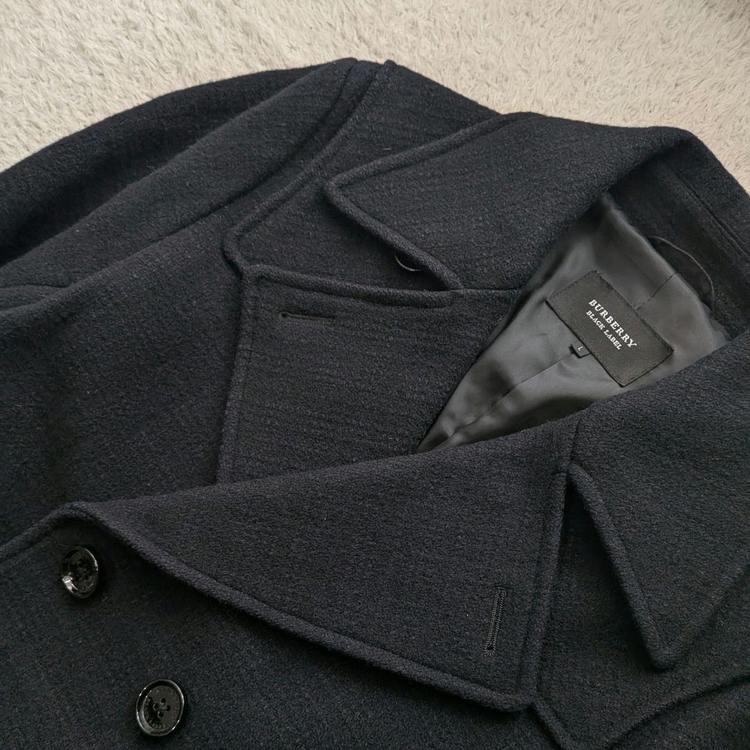 希少　バーバリー　Lサイズ　ウールダブルブレストピーコート　シャドーチェック