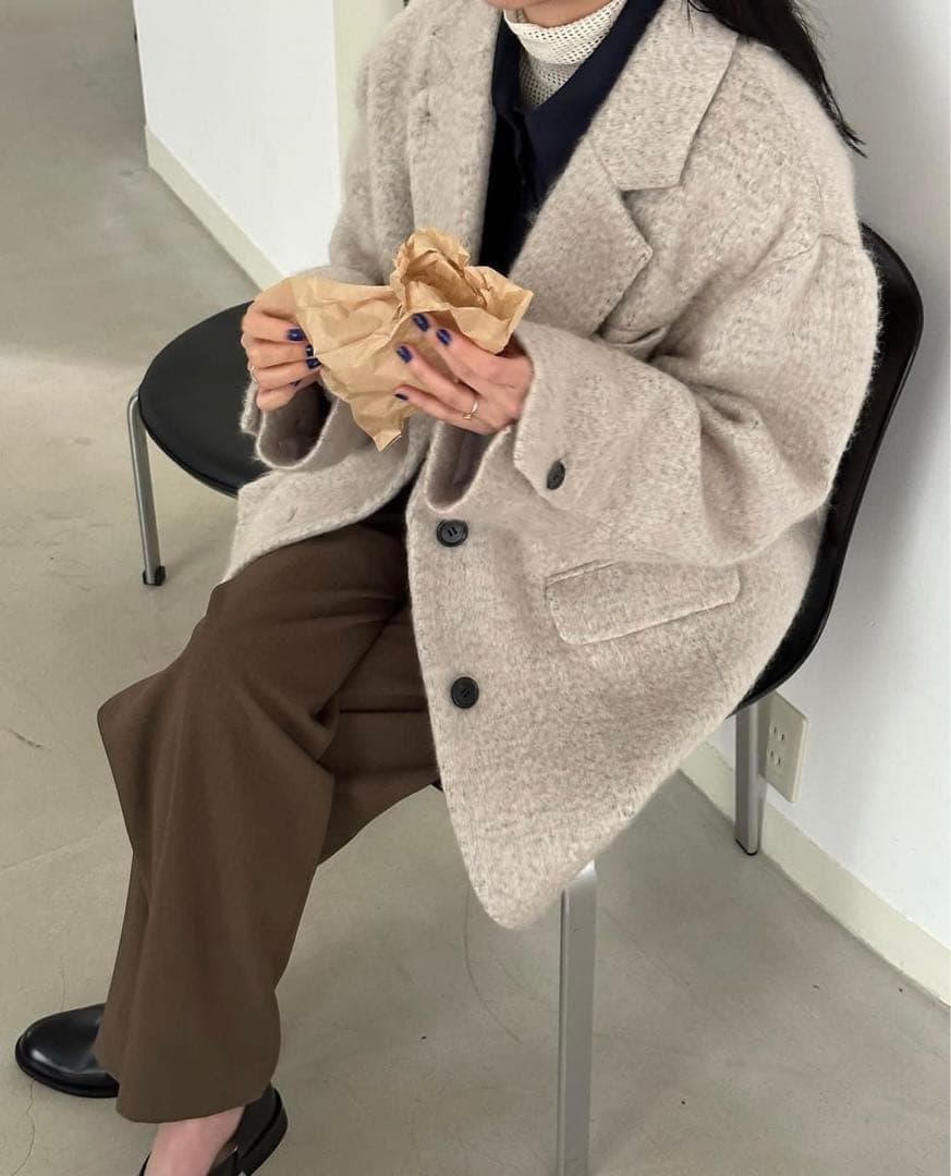 MIX SHAGGY OVER TAILORED JACKET　CLANE