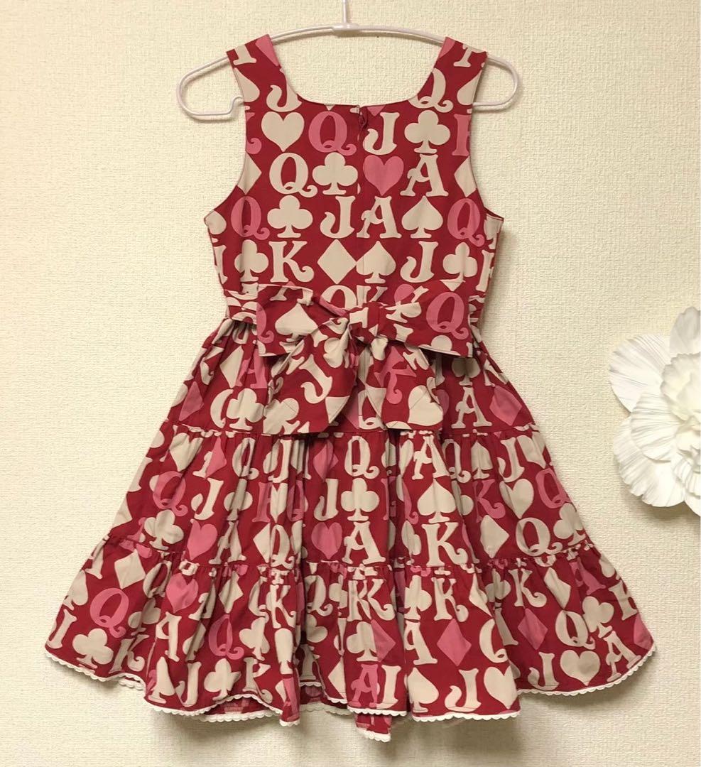 ま*ん様 シャーリーテンプル　復刻版トランプ柄ジャンパースカート　140cm赤×