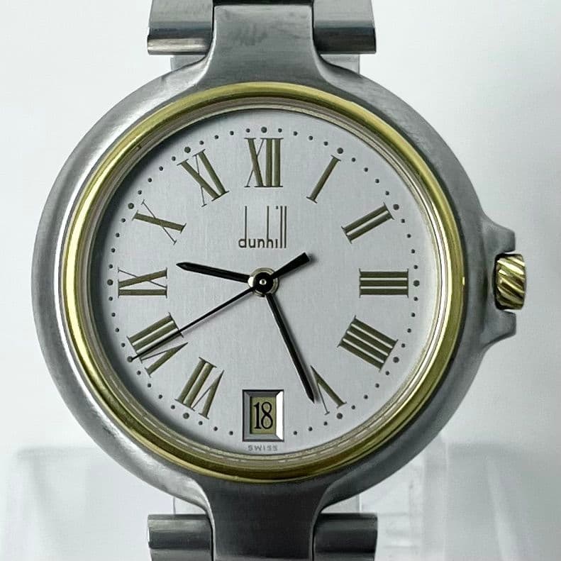 【美品】 稼働 dunhill ミレニアム LQ ラウンド コンビ 腕時計
