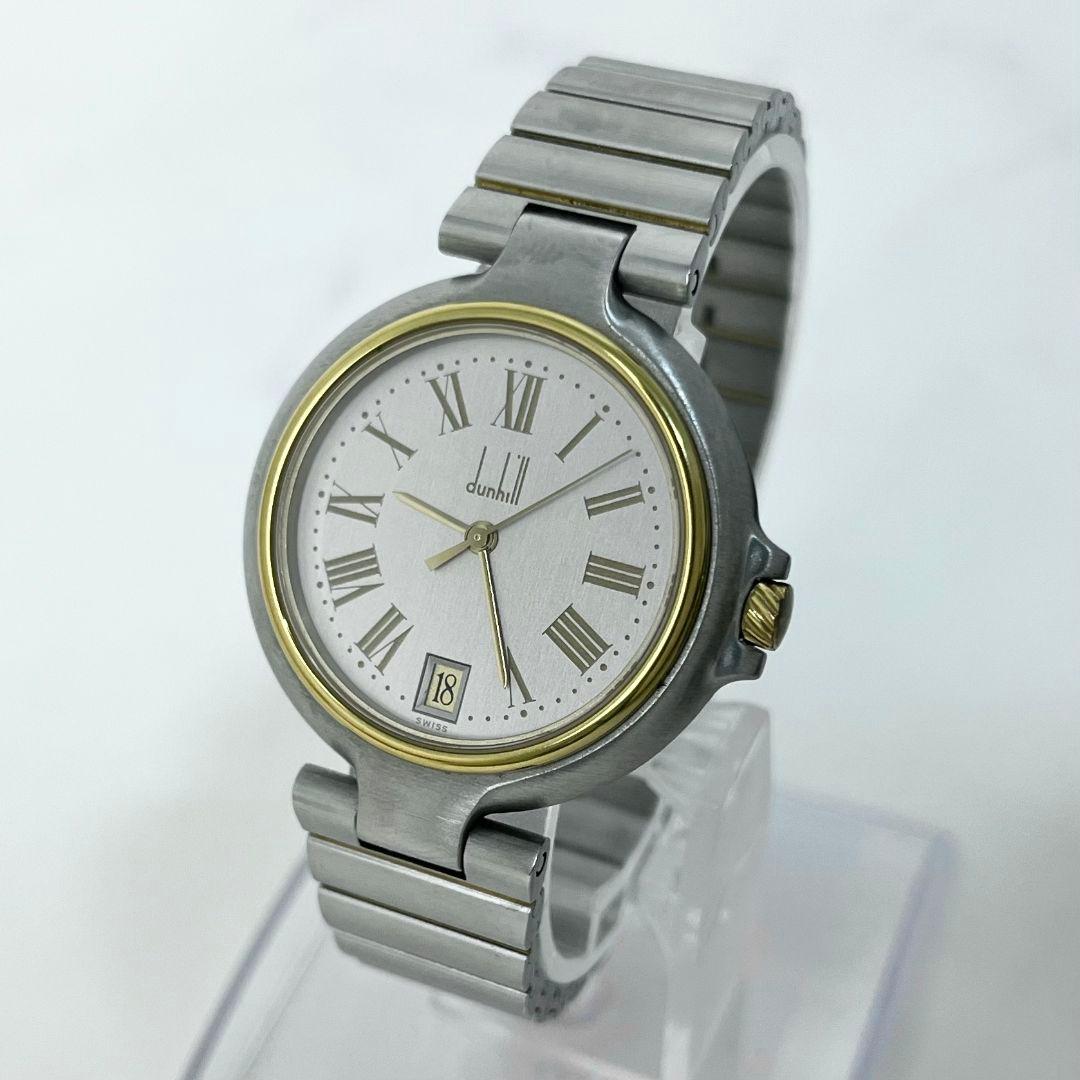 【美品】 稼働 dunhill ミレニアム LQ ラウンド コンビ 腕時計
