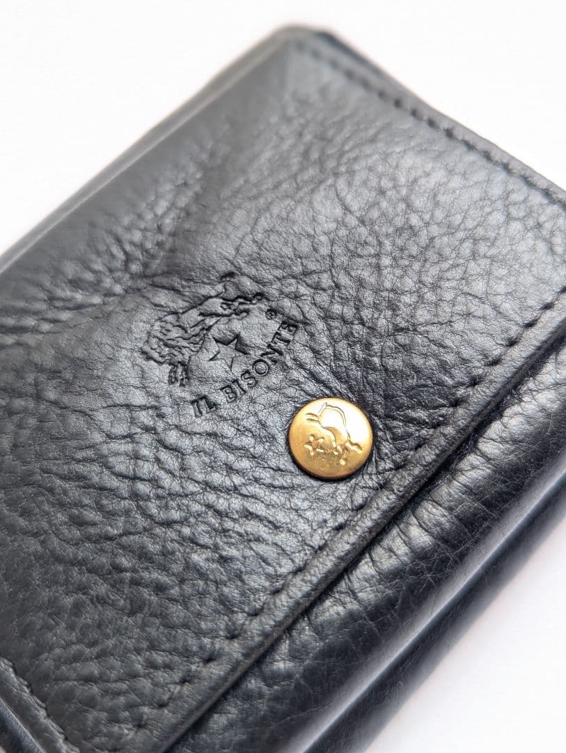 イルビゾンテ トリフォルドウォレット コンパクト ブラック シボ加工 男女兼用