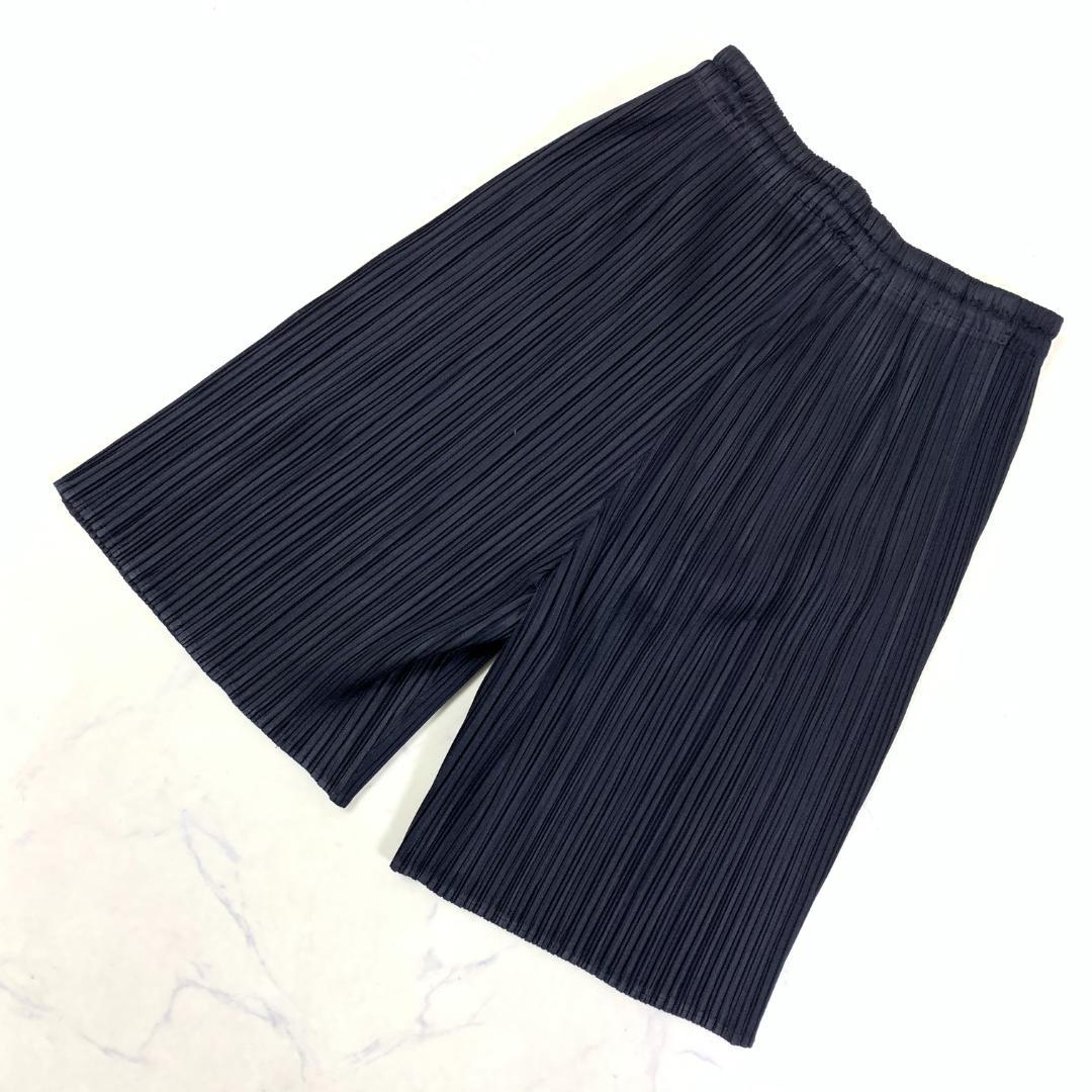 LA5413 イッセイ ミヤケ プリーツ ハーフパンツ ネイビー M