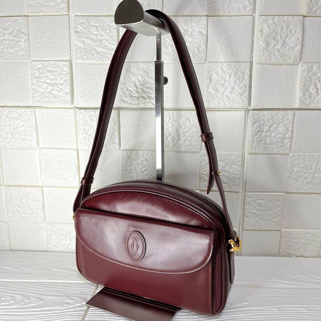 ✨上美品✨☘️Cartier☘️✨ショルダーバッグ✨肩掛け✨マストライン✨ボルドー✨