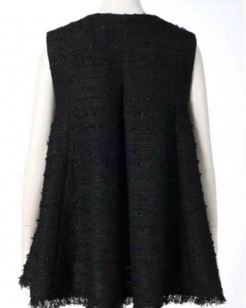 【未使用タグ付】カデュネ 川上桃子さんコラボ フレアジレ ツイード 黒 38