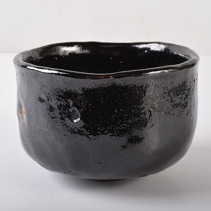 楽吉左衛門　十代旦入造　黒楽茶碗　銘「千鶴」　碌々斎極め箱　D　R7892
