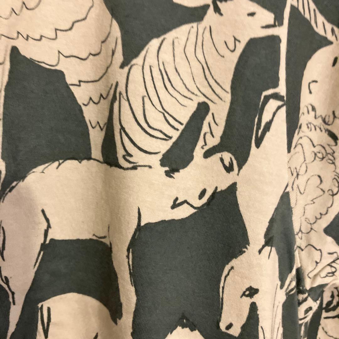 動物柄コットン七分袖ワンピース