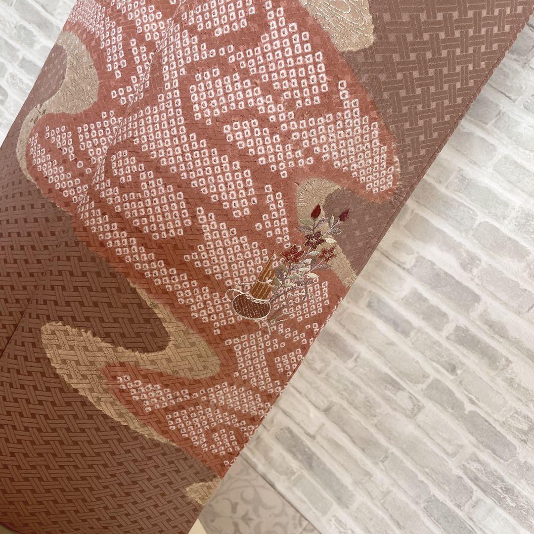 訪問着　フルセット　花　観世水　鹿の子絞り　相良刺繍　手刺繍　着物　L2