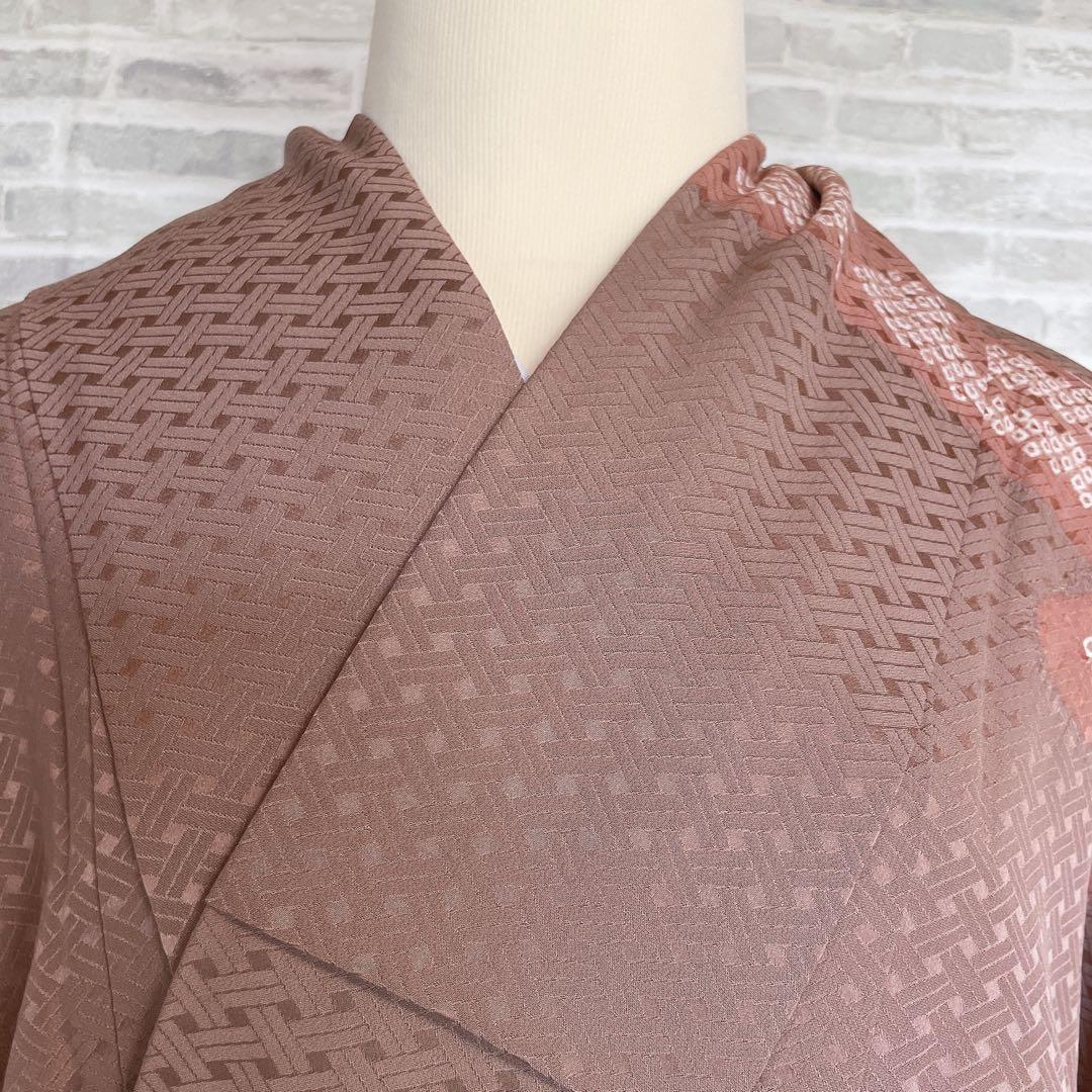 訪問着　フルセット　花　観世水　鹿の子絞り　相良刺繍　手刺繍　着物　L2