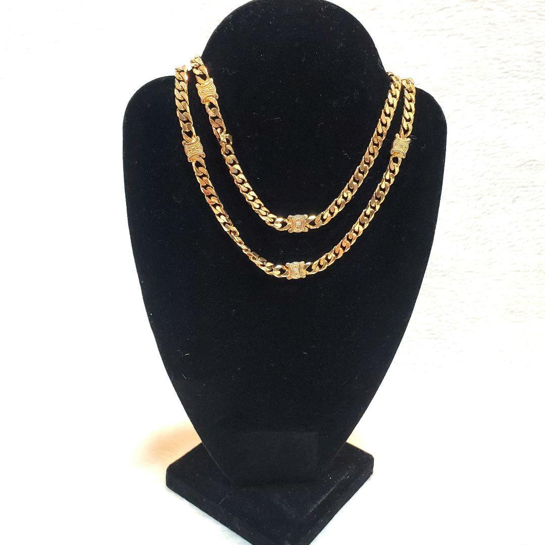 希少✨CELINE トリオンフ　ゴールド　ロング　ネックレス　喜平