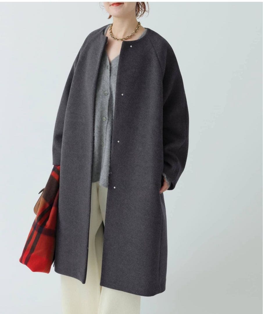 Spick and Span 160 ビーバーノーカラー コート　38 新品　同