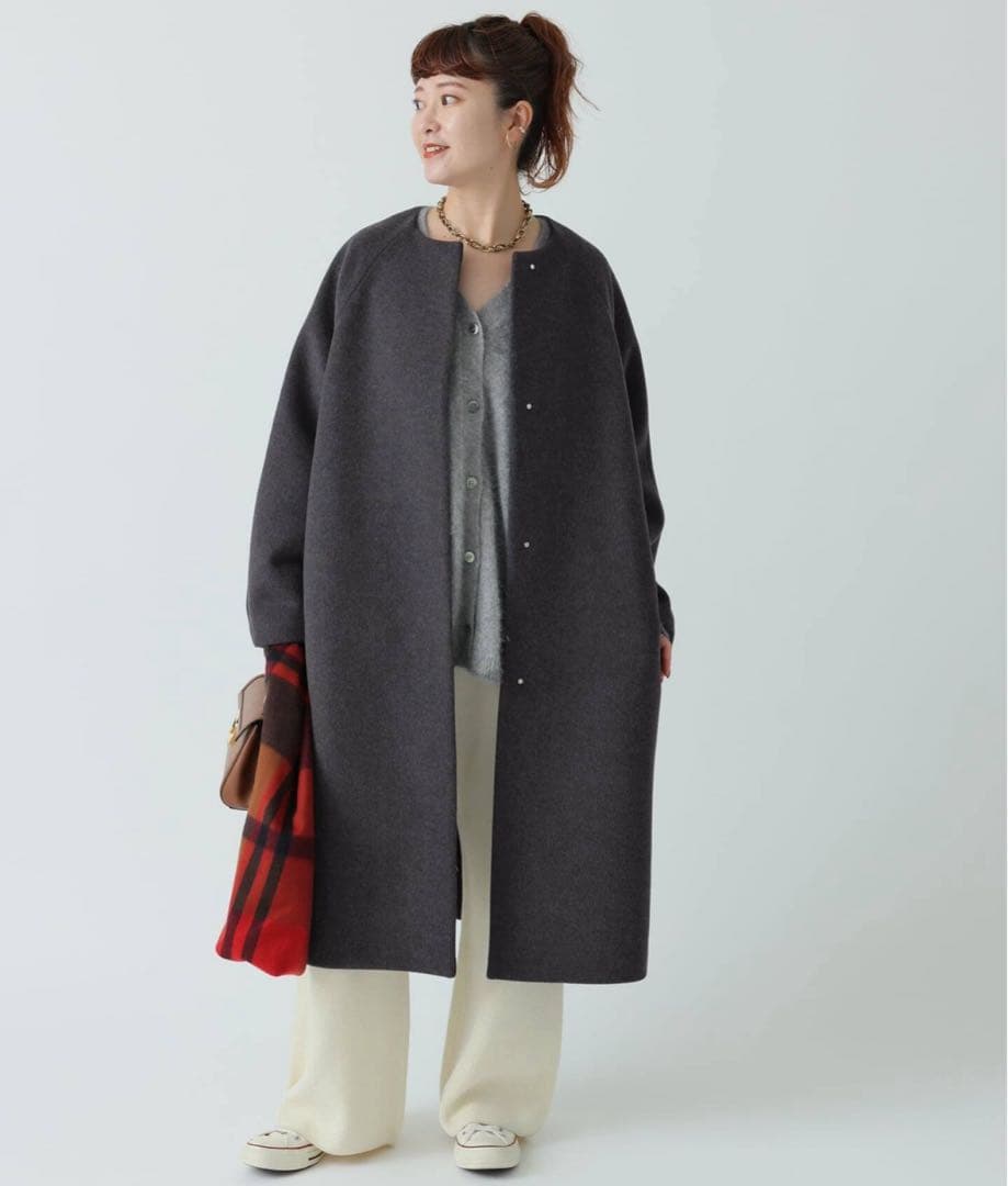 Spick and Span 160 ビーバーノーカラー コート　38 新品　同